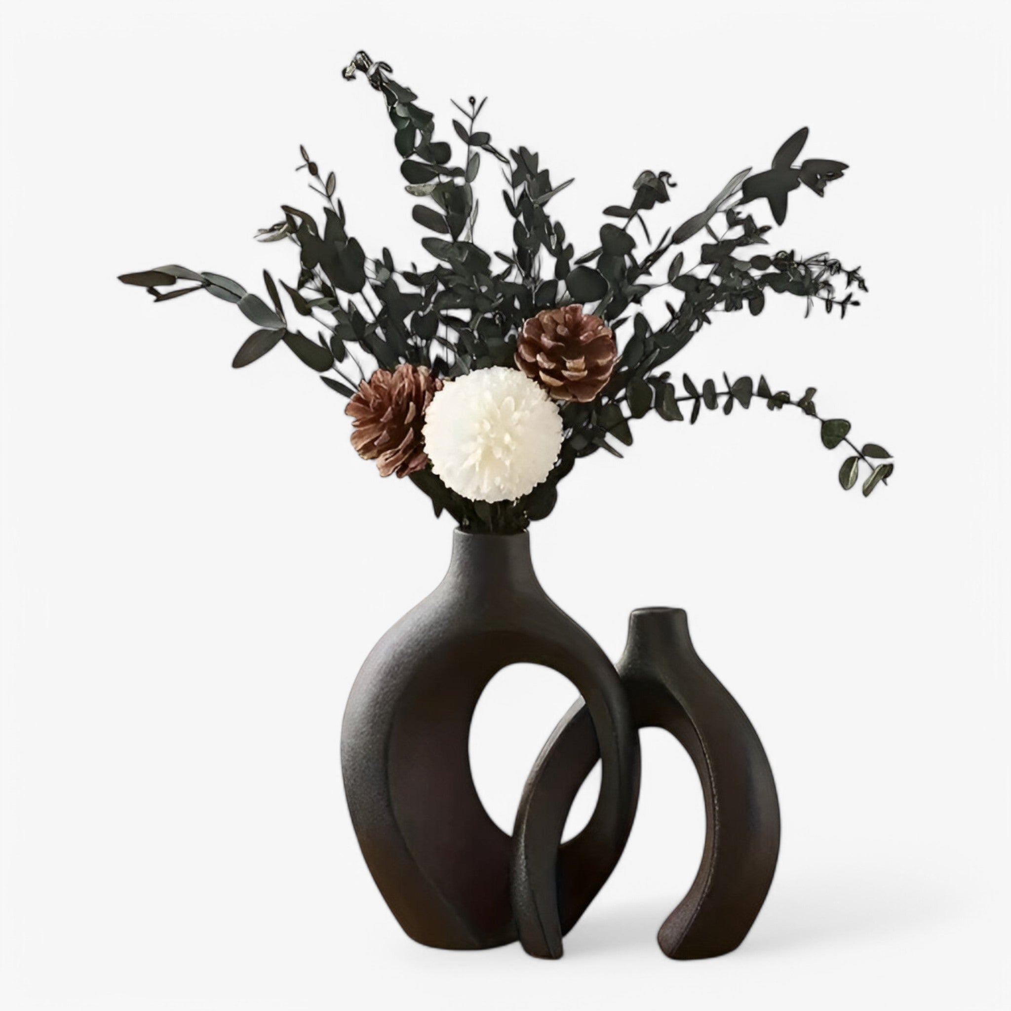 home & garden : ModishFlora - Moderne Bloemenvaas - Wit in Zwart van Pantino