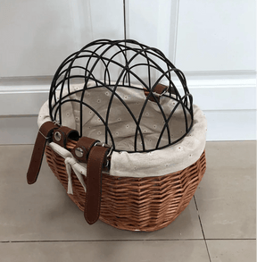 pets : Honden Fietsmand Voorop Cognac - Riet Look Waterdicht - Rotan in van Pantino