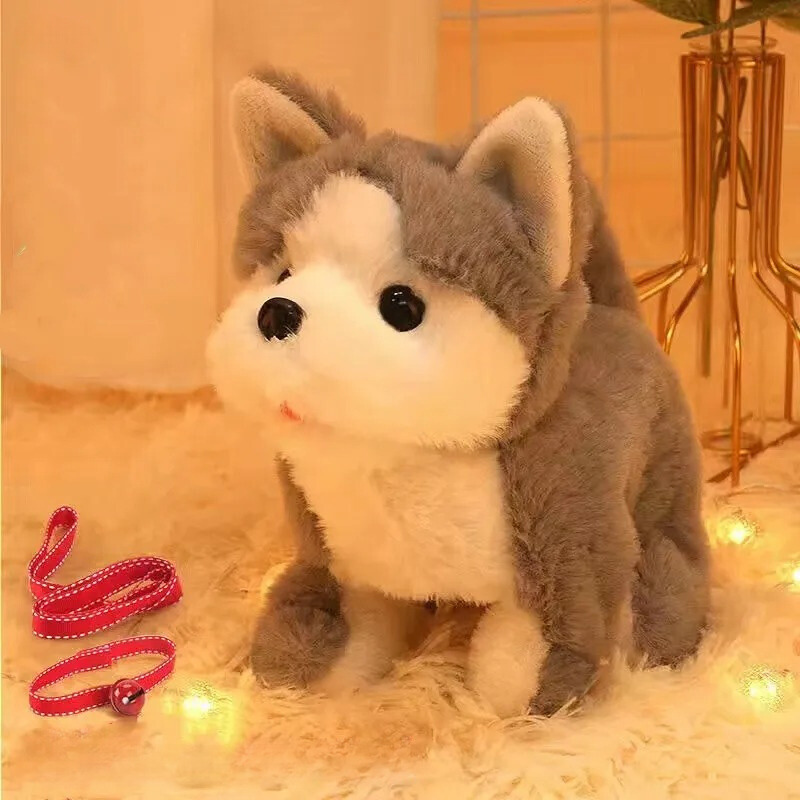 pets : Interactief Speelkameraadje Kinderen Beige - Pluche Knuffel - Zachte Stof in Husky van Pantino