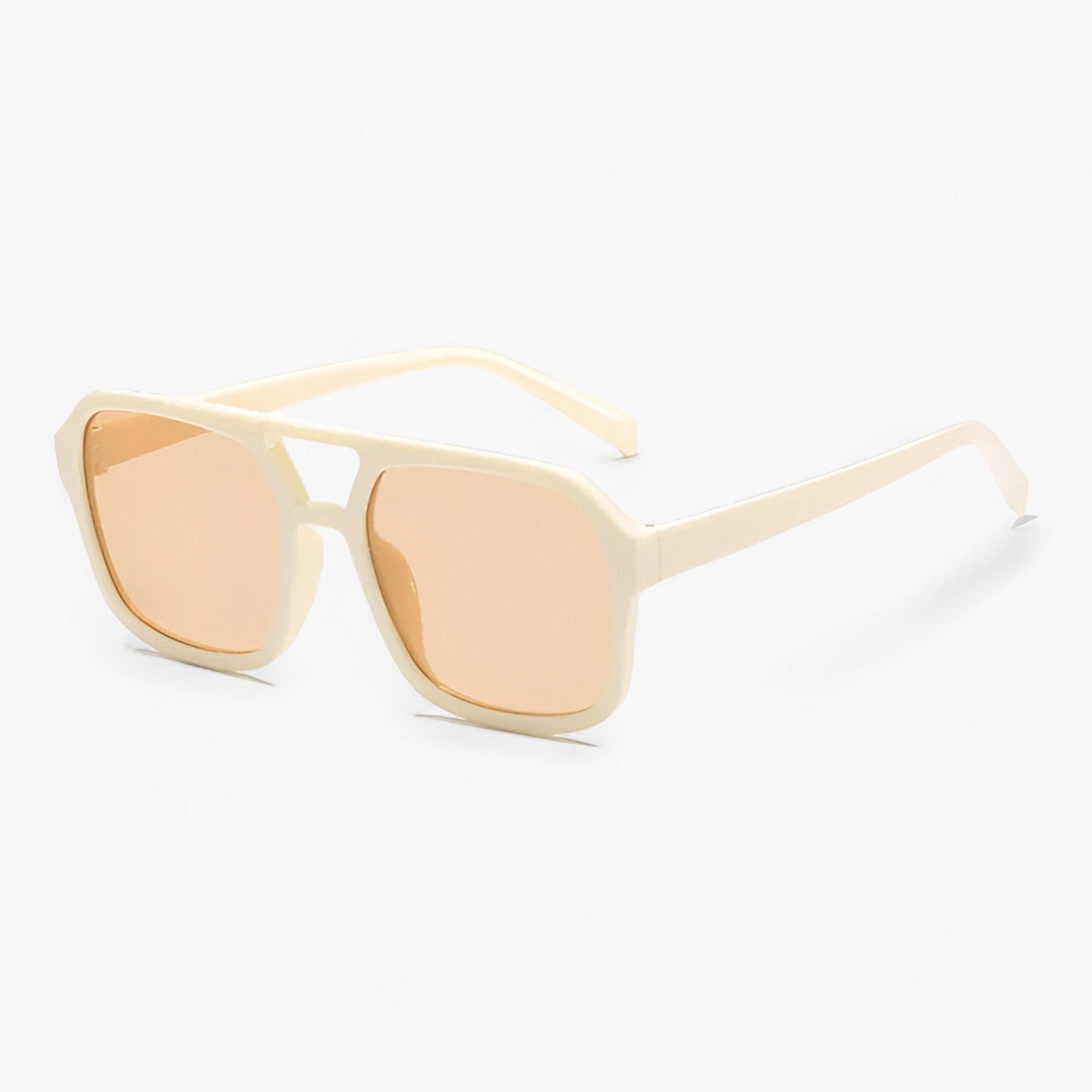 Sunglasses : Vintage Vierkante Zonnebril Dames Zwart - Stijlvolle Oogbescherming - UV400 in Beige van Pantino