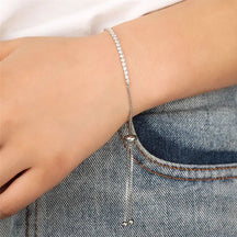 Bracelet : Tennis Armband Dames - Goud in Zilver (Verstelling met Lus) van Pantino