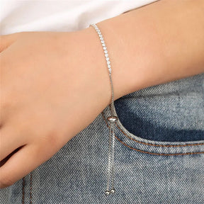 Bracelet : Tennis Armband Dames - Goud in Zilver (Verstelling met Lus) van Pantino