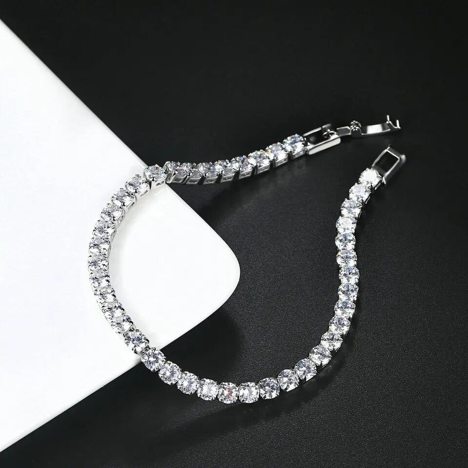 Bracelet : Tennis Armband Dames - Goud in Zilver (Gesp sluiting) van Pantino