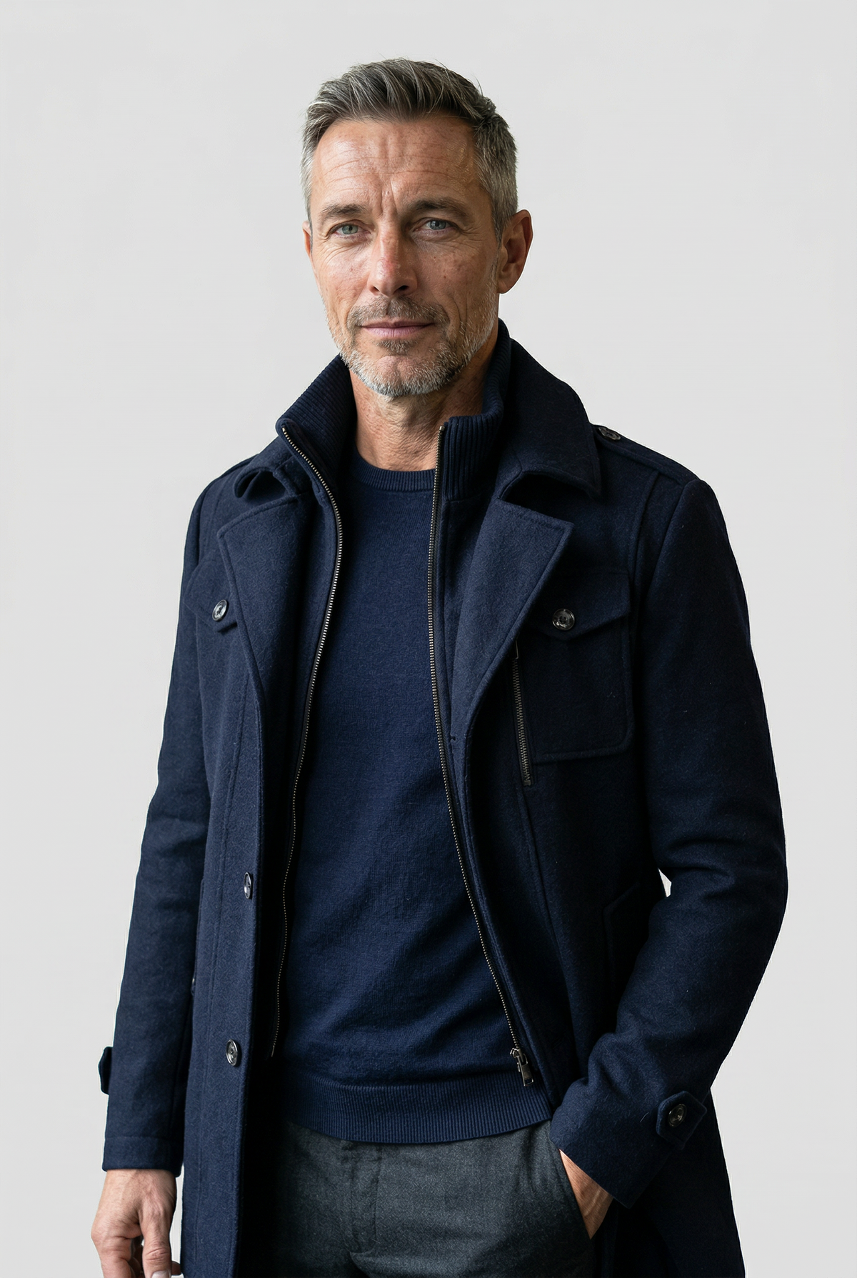 Winter Coat : Winterjas Heren Marineblauw in van Pantino