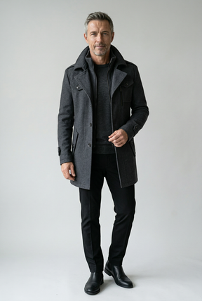 Winter Coat : Winterjas Heren Marineblauw in van Pantino