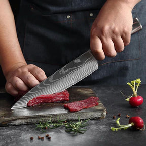 home & garden : Damascus Japanse Messenset RVS - 2-delig: 8 Inch Broodmes & Koksmes in van Pantino