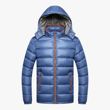 Herenjassen & -jacks : Heren Jas Winter met Capuchon - Blauw in Blauw van Pantino