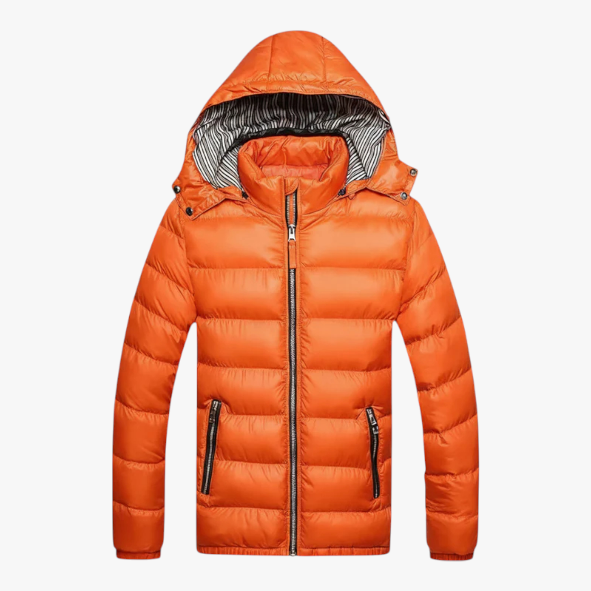 Herenjassen & -jacks : Heren Jas Winter met Capuchon - Blauw in Oranje van Pantino