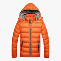 Herenjassen & -jacks : Heren Jas Winter met Capuchon - Blauw in Oranje van Pantino