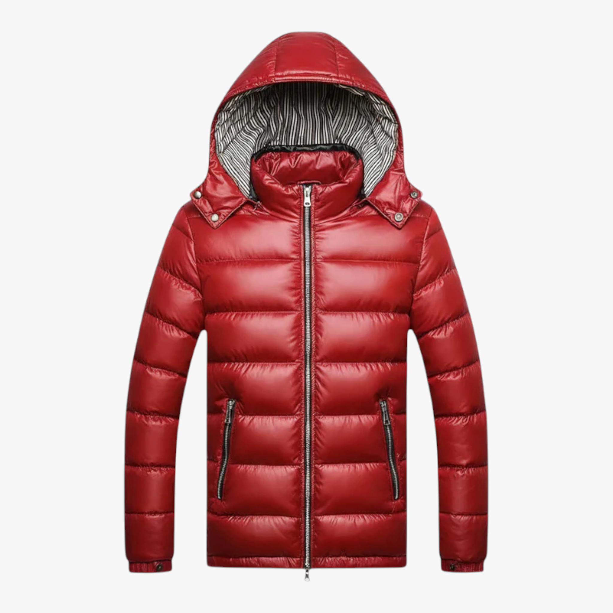 Herenjassen & -jacks : Heren Jas Winter met Capuchon - Blauw in Rood van Pantino
