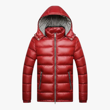Herenjassen & -jacks : Heren Jas Winter met Capuchon - Blauw in Rood van Pantino