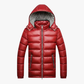 Herenjassen & -jacks : Heren Jas Winter met Capuchon - Blauw in Rood van Pantino