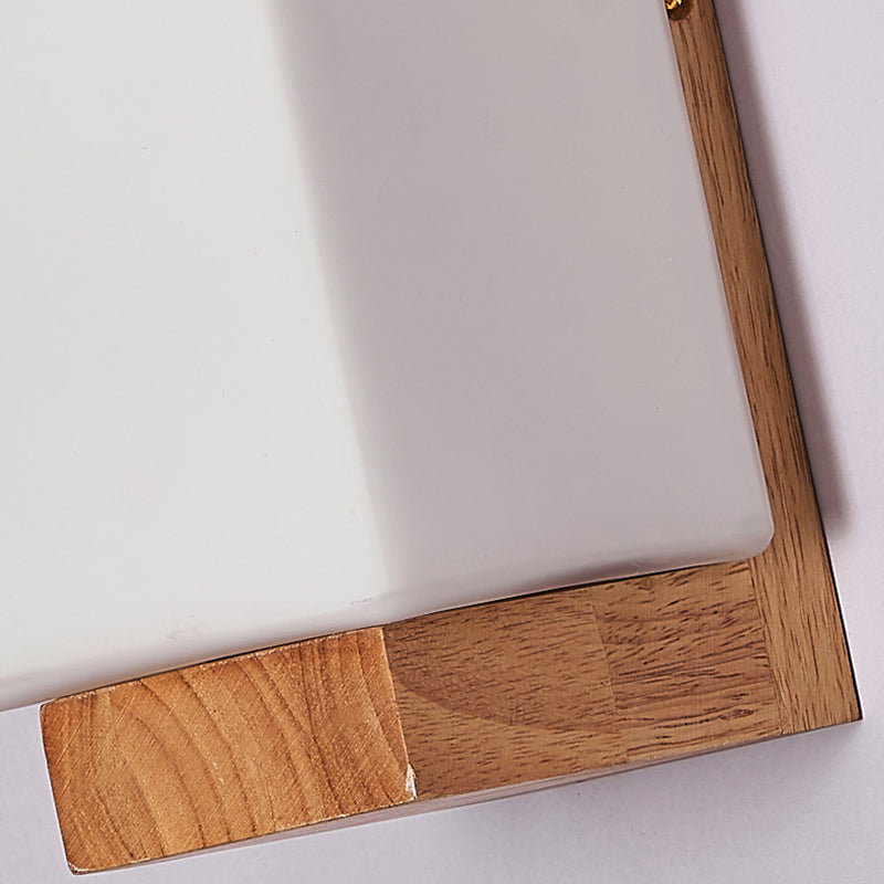 Wandlamp met Rechthoekig Houten Kader en Glazen Kap