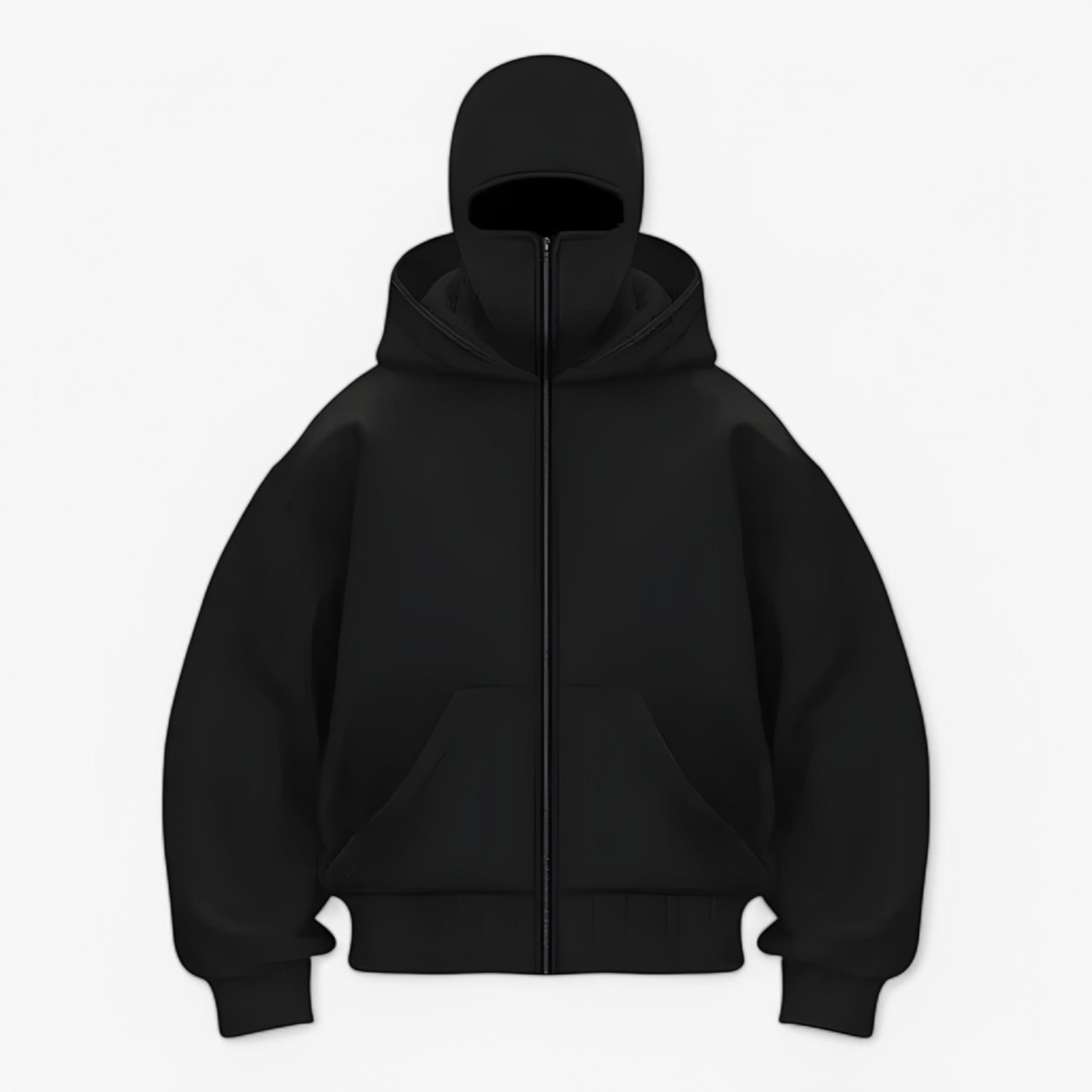 Jacket : Muts Zwart - Fleece Bivakmuts met Volledige Ritssluiting in Zwart van Pantino