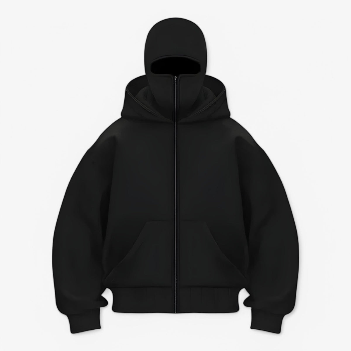 Jacket : Muts Zwart - Fleece Bivakmuts met Volledige Ritssluiting in Zwart van Pantino