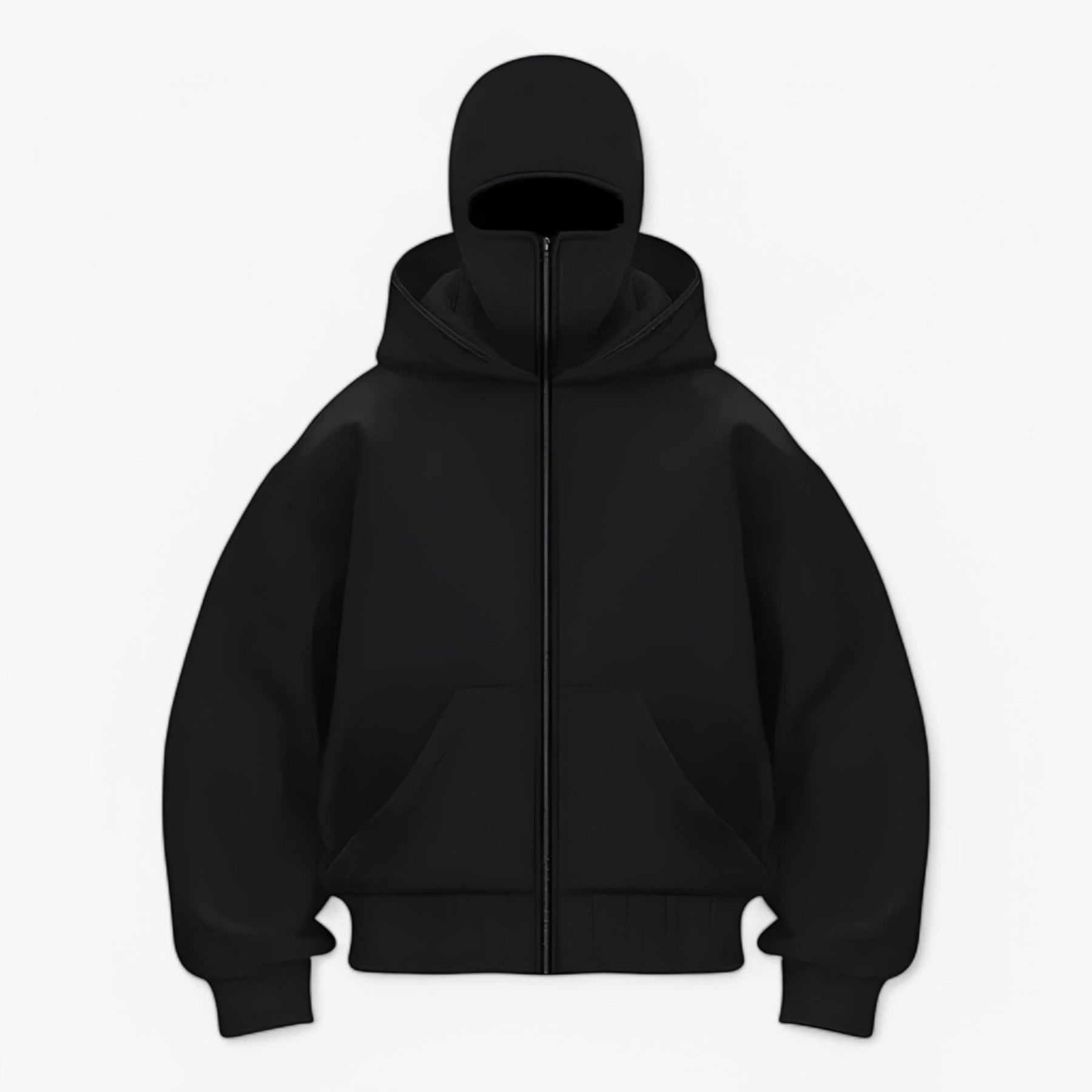 Jacket : Muts Zwart - Fleece Bivakmuts met Volledige Ritssluiting in Zwart van Pantino