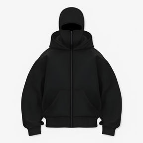 Jacket : Muts Zwart - Fleece Bivakmuts met Volledige Ritssluiting in Zwart van Pantino
