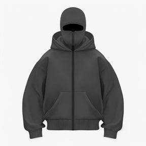 Jacket : Muts Zwart - Fleece Bivakmuts met Volledige Ritssluiting in Grijs van Pantino