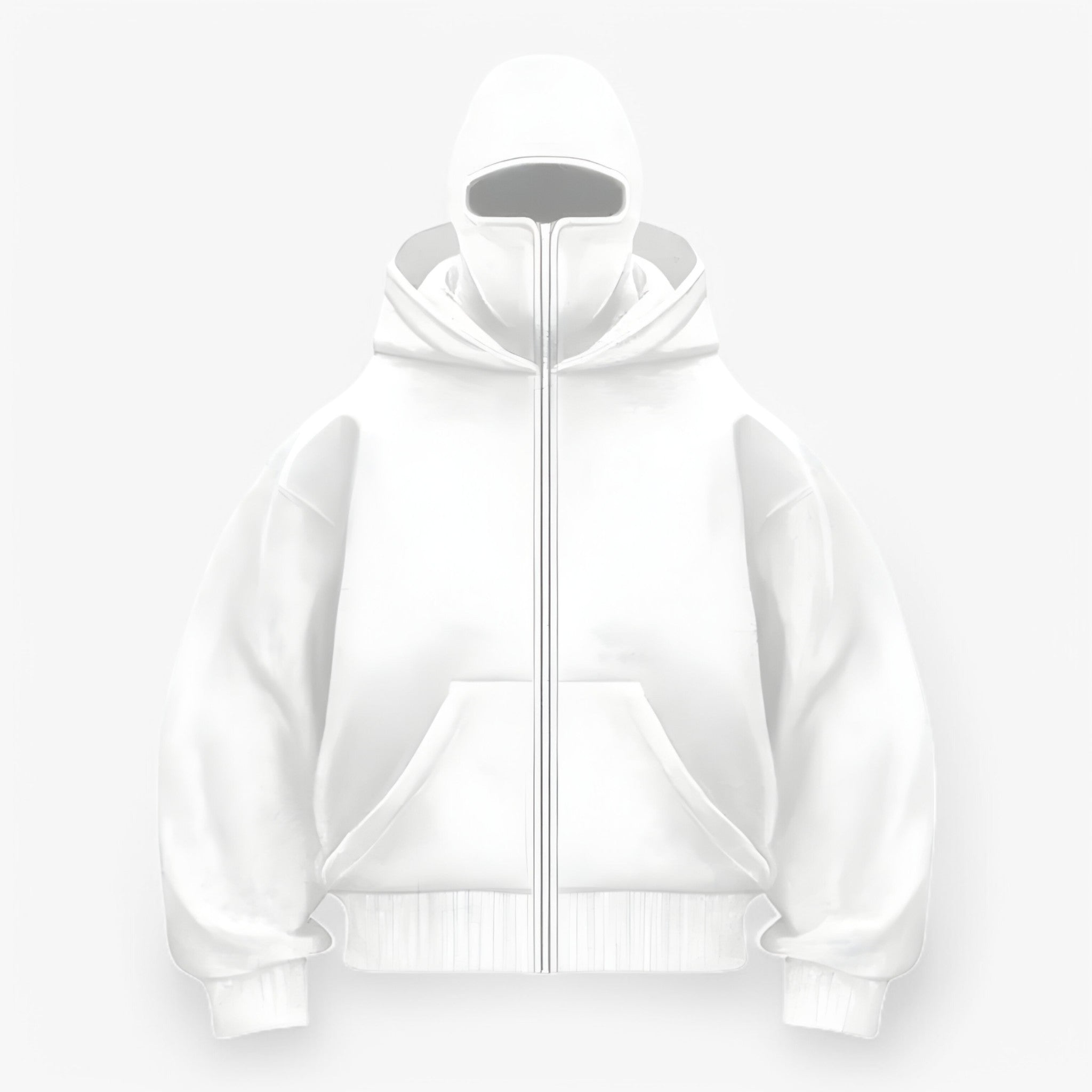 Jacket : Muts Zwart - Fleece Bivakmuts met Volledige Ritssluiting in Wit van Pantino