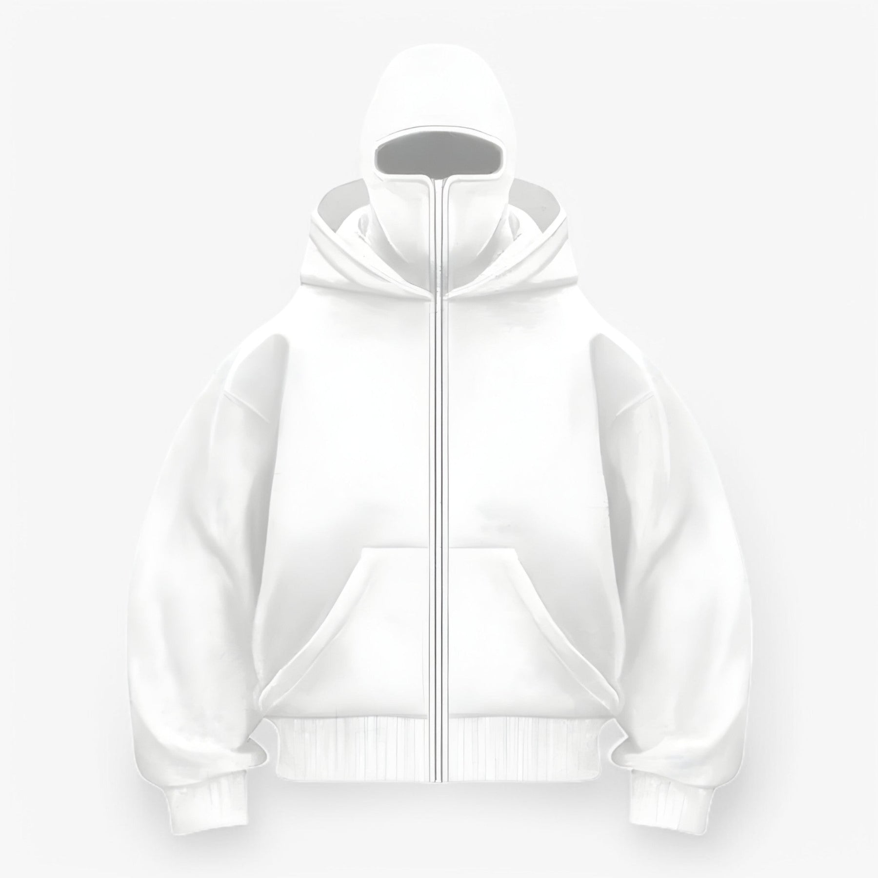 Jacket : Muts Zwart - Fleece Bivakmuts met Volledige Ritssluiting in Wit van Pantino