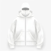 Jacket : Muts Zwart - Fleece Bivakmuts met Volledige Ritssluiting in Wit van Pantino
