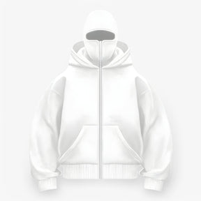 Jacket : Muts Zwart - Fleece Bivakmuts met Volledige Ritssluiting in Wit van Pantino