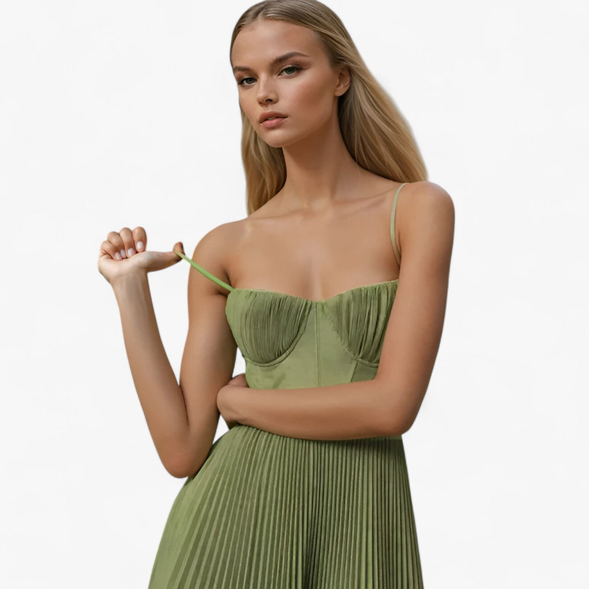 Dames Maxi Plissé Jurk