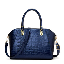 bags : Schoudertas Dames Zwart - Glanzend Leer Krokodillenpatroon - PU-Leer in Blauw van Pantino