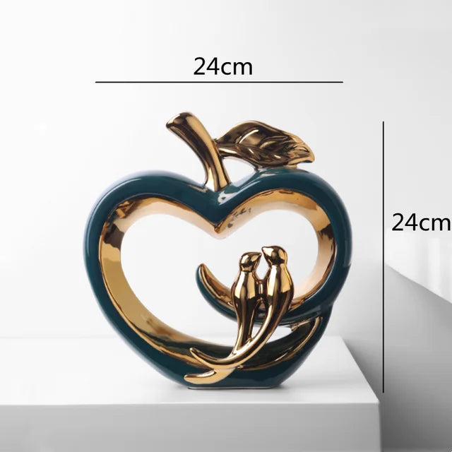 home & garden : Glazed Apple - Keramische Appel Decoratie - Oranje in Blauw van Pantino