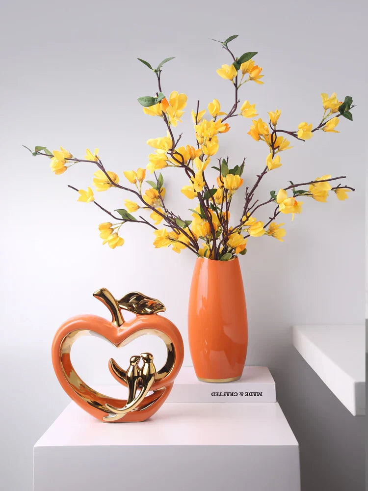 home & garden : Glazed Apple - Keramische Appel Decoratie - Oranje in van Pantino