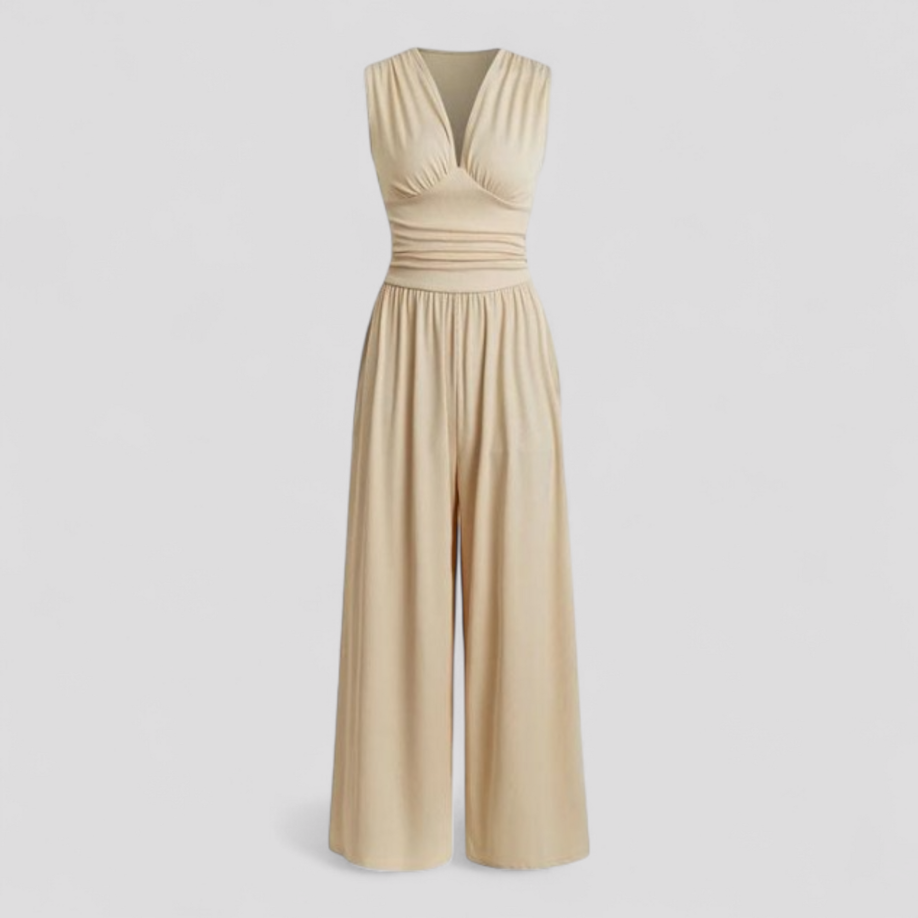 Women Set : Comfy Jumpsuit Dames met Top en Broek - Zwart in Beige van Pantino