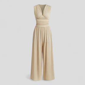 Women Set : Comfy Jumpsuit Dames met Top en Broek - Zwart in Beige van Pantino