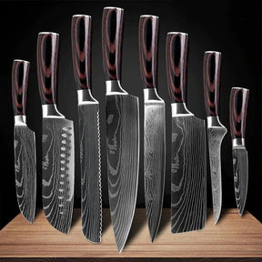 home & garden : Damascus Japanse Messenset RVS - 2-delig: 8 Inch Broodmes & Koksmes in GEHELE COLLECTIE (8 MESSEN) van Pantino