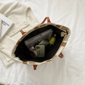 bags : Koreaanse Streep Schoudertas Dames - Trendy Verticale Streep - Synthetisch in van Pantino
