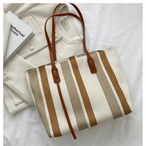 bags : Koreaanse Streep Schoudertas Dames - Trendy Verticale Streep - Synthetisch in van Pantino