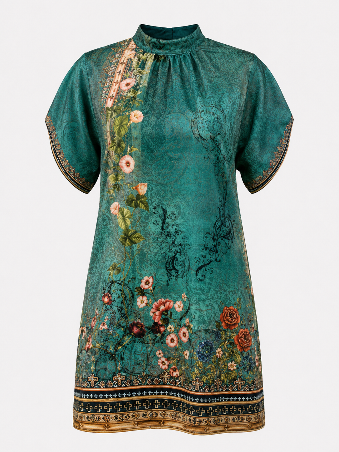 Mini dresses : Dames Jurk van Polyester met Opstaande Geplooide Kraag in van Pantinoshop