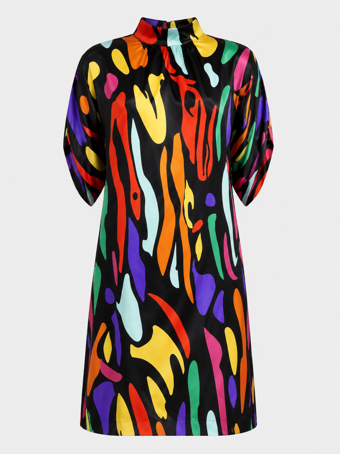 Mini dresses : Dames Jurk van Polyester met Opstaande Geplooide Kraag in van Pantinoshop