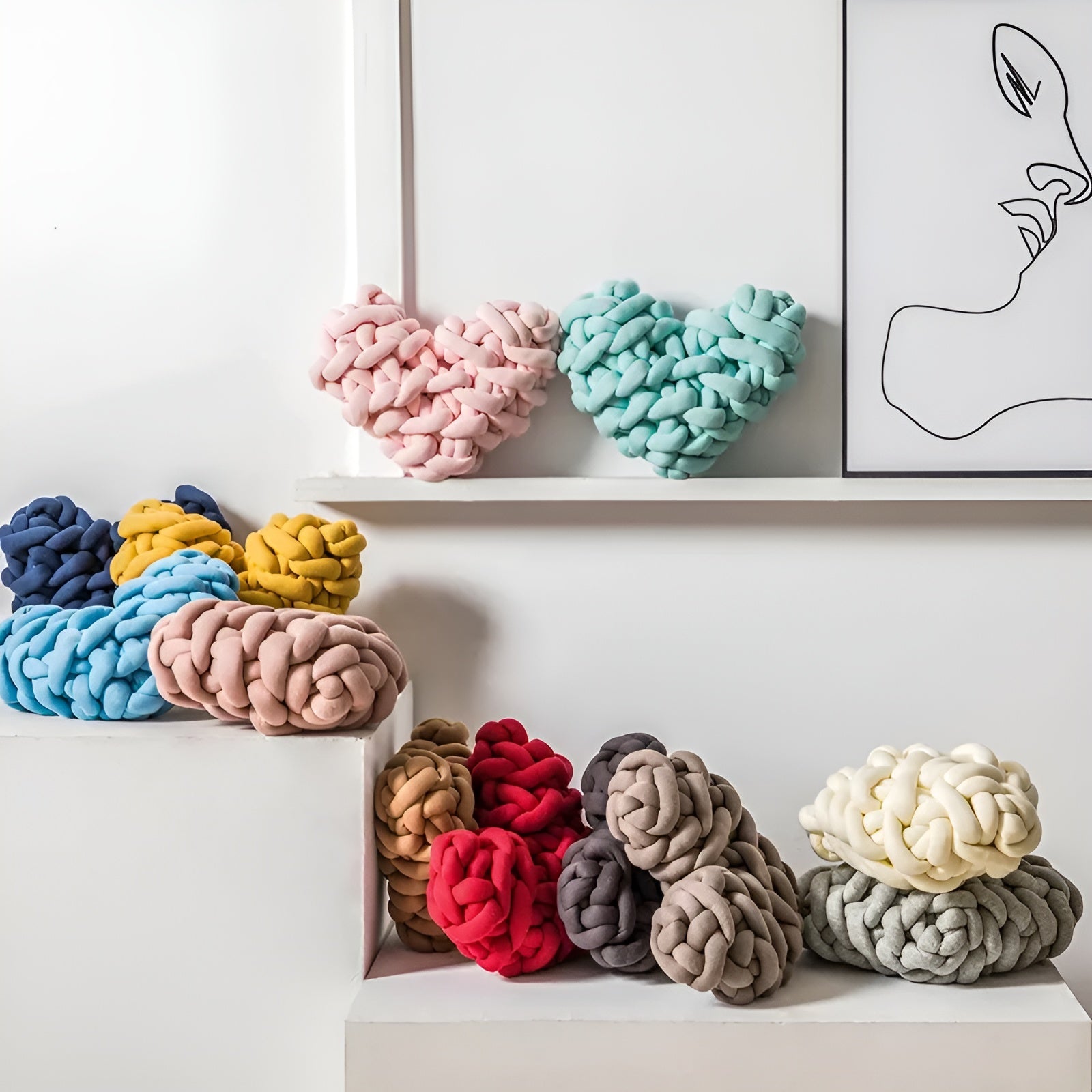 home & garden : Grof Gebreid Hartkussen voor een Gezellig Thuis - Heartpillow - Wit in van Pantino