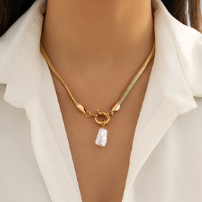 Necklace : Parel Elegantie Hanger - Goud in van Pantino