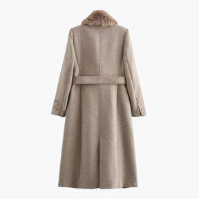 Damesjassen & -jacks : Jas Dames Khaki - Lange Winter met Bontkraag in van Pantino