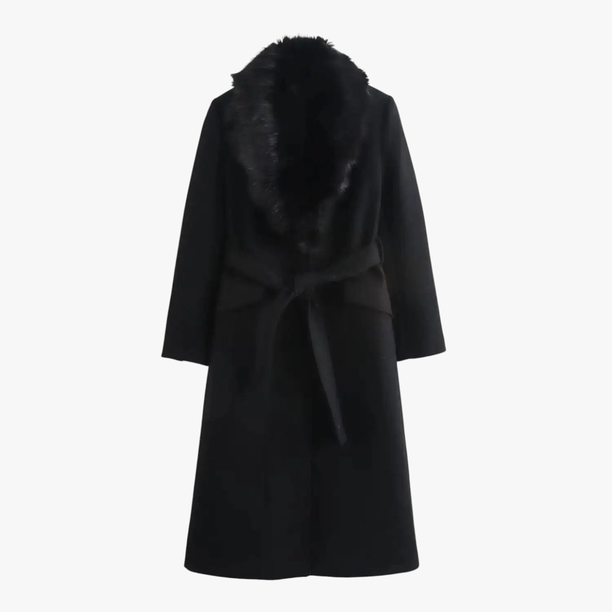 Damesjassen & -jacks : Jas Dames Khaki - Lange Winter met Bontkraag in Zwart van Pantino