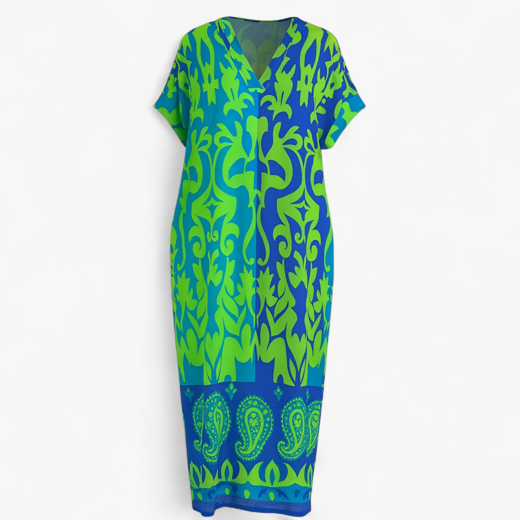 Women's Dress : Jurk Dames - Lange met Bloemenprint in Azzurro van Pantino