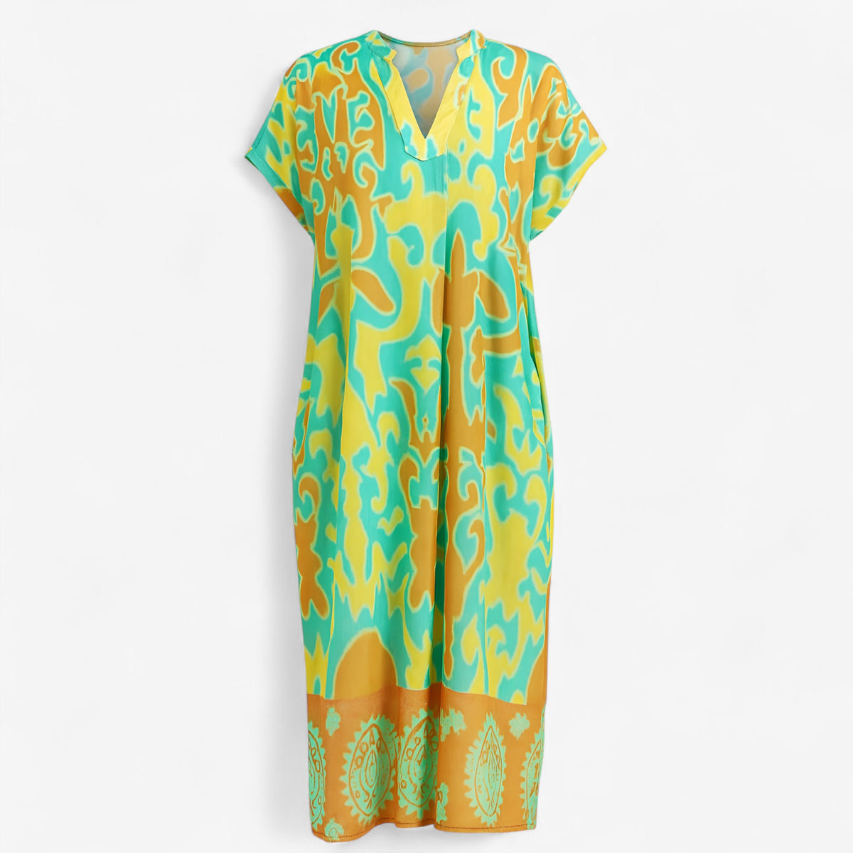 Women's Dress : Jurk Dames - Lange met Bloemenprint in Groen van Pantino