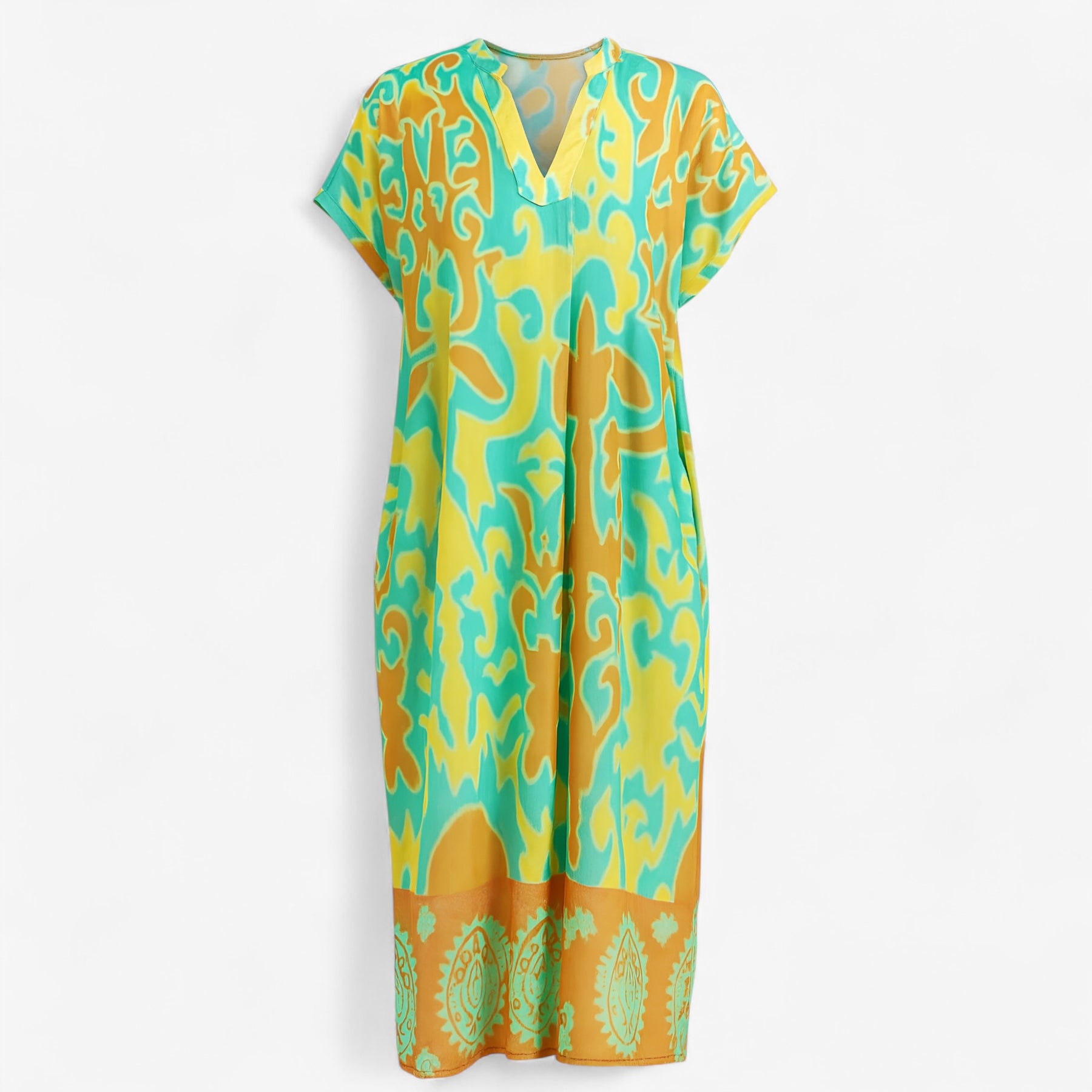 Women's Dress : Jurk Dames - Lange met Bloemenprint in Groen van Pantino