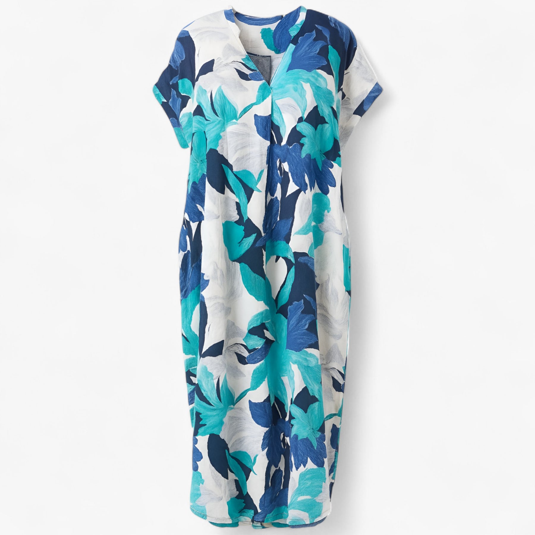 Women's Dress : Jurk Dames - Lange met Bloemenprint in Blauw van Pantino