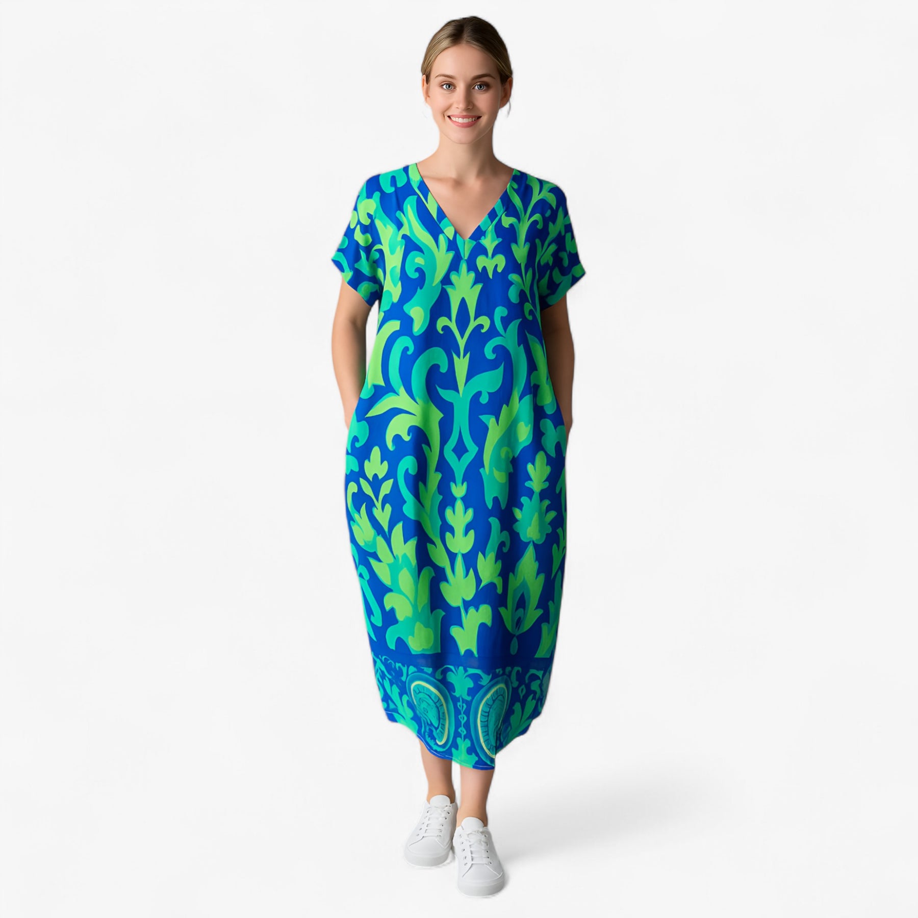 Women's Dress : Jurk Dames - Lange met Bloemenprint in van Pantino