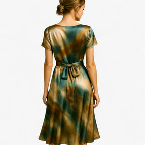 Women's Dress : Lange Jurk Dames met Abstracte Print - Khaki in van Pantino
