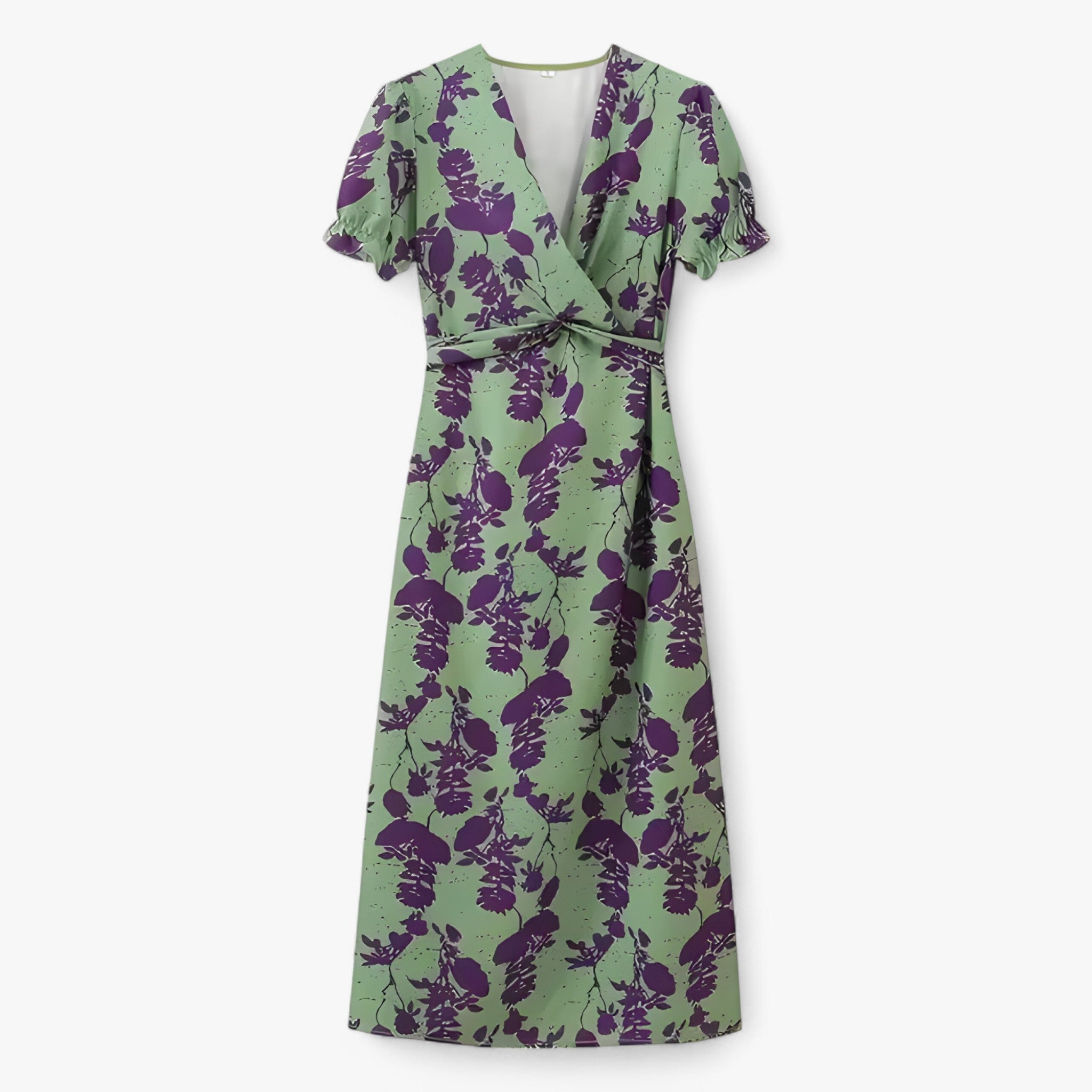 Maxi Dress : Lange Jurk Dames met Bloemenprint - Groen en Paars in Groen en Paars van Pantino