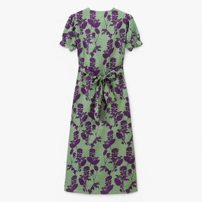 Maxi Dress : Lange Jurk Dames met Bloemenprint - Groen en Paars in van Pantino