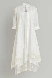 Two-Piece Set : Lange Jurk Dames met Camisa voor Zomer - Wit in Wit van Pantino